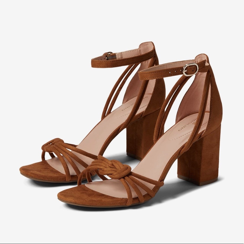 Bandolino Alysa Faux Brown Suede Block Heel Sandals Size 9 1/2